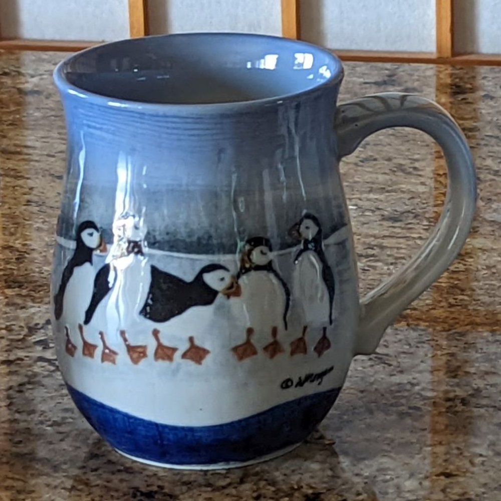 Four  RARE Vintage Otagiri Puffin Mug | Handcrafted Japanese Mug Wendy Morgan